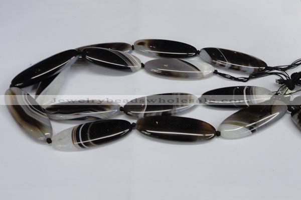 CAG6922 15.5 inches 20*55mm oval black line agate beads