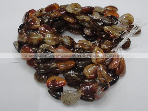 CAG695 15.5 inches 25*32mm flat teardrop dragon veins agate beads