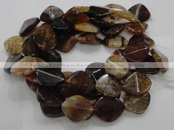 CAG697 15.5 inches 30*35mm freeform dragon veins agate beads