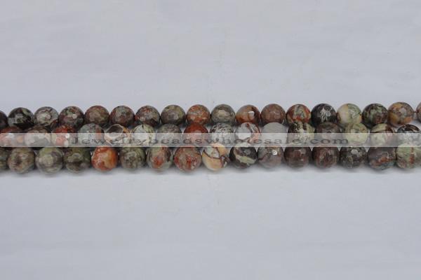 CAG7012 15.5 inches 8mm faceted round ocean agate gemstone beads