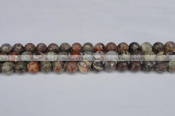 CAG7014 15.5 inches 12mm faceted round ocean agate gemstone beads