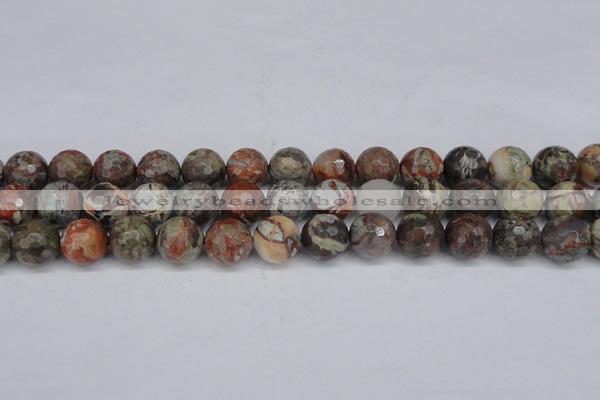 CAG7015 15.5 inches 14mm faceted round ocean agate gemstone beads