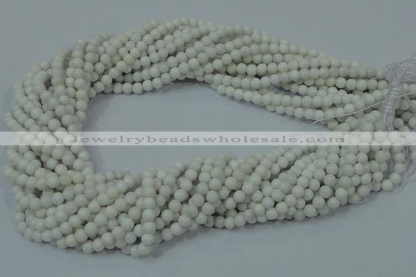 CAG704 15.5 inches 4mm round white agate gemstone beads wholesale