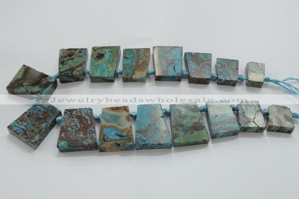 CAG7070 Top drilled 15*20mm - 25*30mm trapezoid ocean agate beads