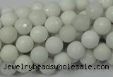 CAG711 15.5 inches 8mm faceted round white agate gemstone beads