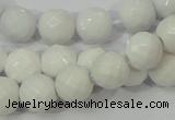 CAG712 15.5 inches 10mm faceted round white agate gemstone beads