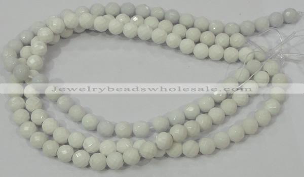 CAG712 15.5 inches 10mm faceted round white agate gemstone beads