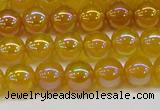 CAG7121 15.5 inches 6mm round AB-color yellow agate gemstone beads