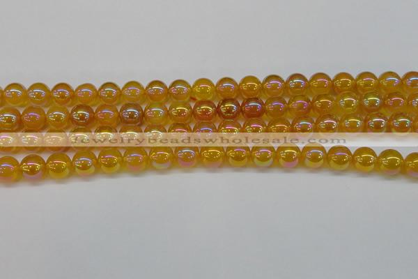 CAG7124 15.5 inches 12mm round AB-color yellow agate gemstone beads