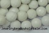 CAG713 15.5 inches 12mm faceted round white agate gemstone beads