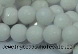 CAG714 15.5 inches 14mm faceted round white agate gemstone beads