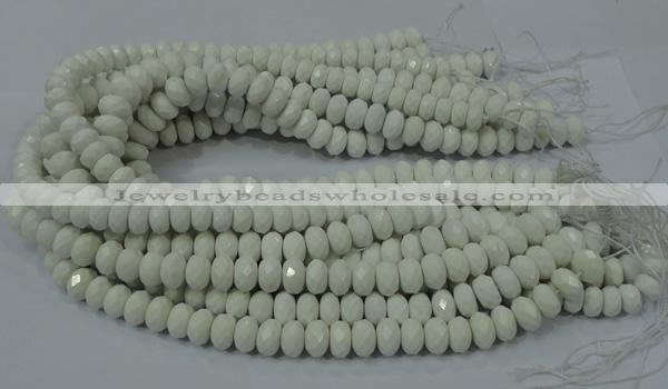 CAG715 15.5 inches 6*10mm faceted rondelle white agate gemstone beads