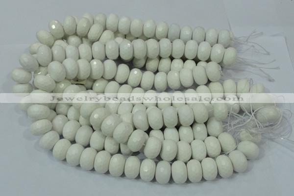 CAG716 15.5 inches 12*18mm faceted rondelle white agate gemstone beads