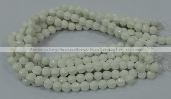 CAG717 15.5 inches 10mm pumpkin shape white agate gemstone beads