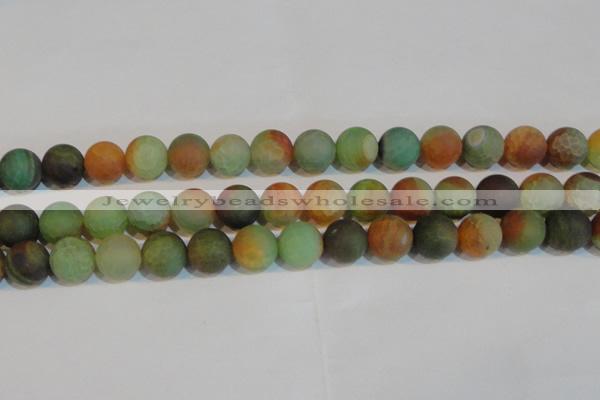 CAG7171 15.5 inches 14mm round matte rainbow agate gemstone beads