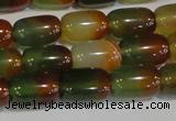 CAG7176 15.5 inches 10*14mm drum rainbow agate gemstone beads