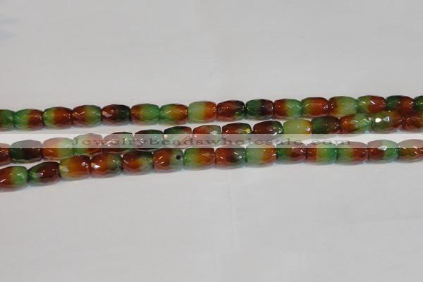 CAG7178 15.5 inches 8*12mm faceted drum rainbow agate gemstone beads