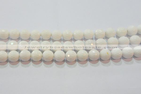 CAG7186 15.5 inches 16mm faceted round white agate gemstone beads