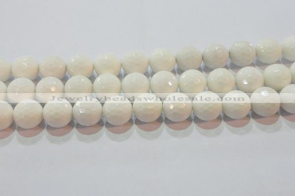 CAG7187 15.5 inches 18mm faceted round white agate gemstone beads