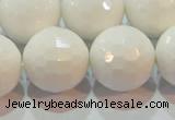 CAG7188 15.5 inches 20mm faceted round white agate gemstone beads