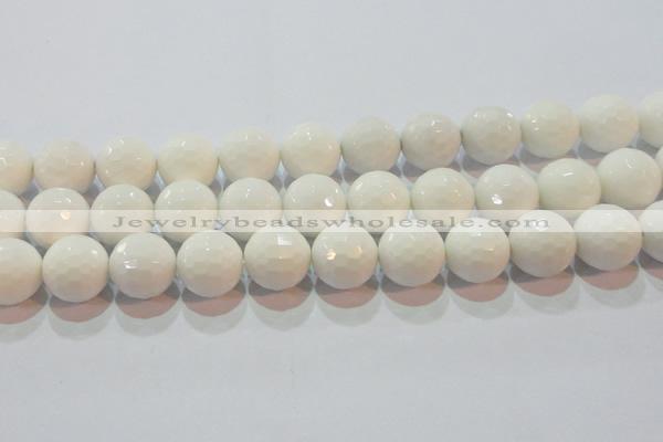 CAG7188 15.5 inches 20mm faceted round white agate gemstone beads