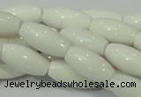 CAG719 15.5 inches 10*20mm rice white agate gemstone beads wholesale