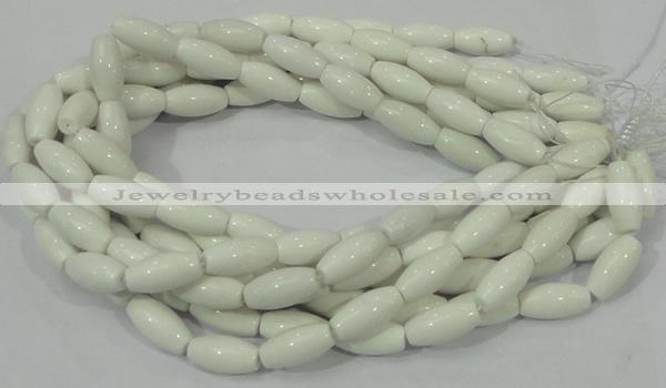 CAG719 15.5 inches 10*20mm rice white agate gemstone beads wholesale