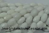 CAG720 15.5 inches 6*8mm faceted rice white agate gemstone beads