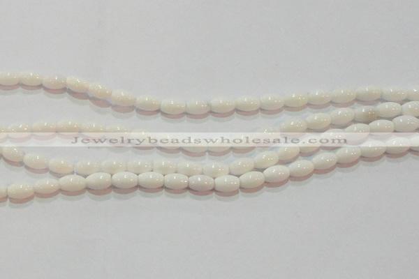 CAG7200 15.5 inches 5*8mm rice white agate gemstone beads