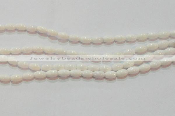 CAG7201 15.5 inches 6*9mm rice white agate gemstone beads