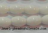 CAG7202 15.5 inches 8*12mm rice white agate gemstone beads