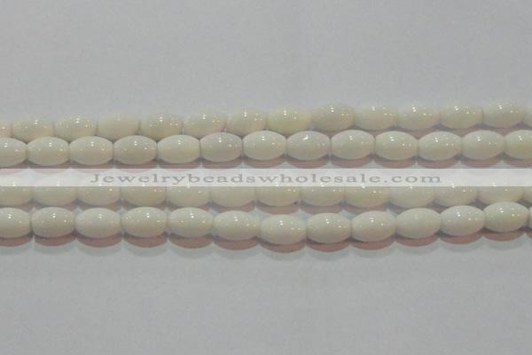 CAG7202 15.5 inches 8*12mm rice white agate gemstone beads