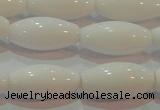 CAG7205 15.5 inches 8*16mm rice white agate gemstone beads