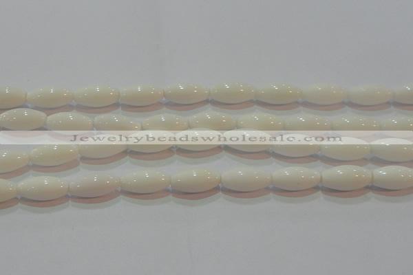 CAG7205 15.5 inches 8*16mm rice white agate gemstone beads