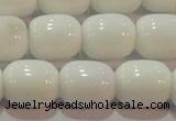 CAG7211 15.5 inches 10*12mm drum white agate gemstone beads