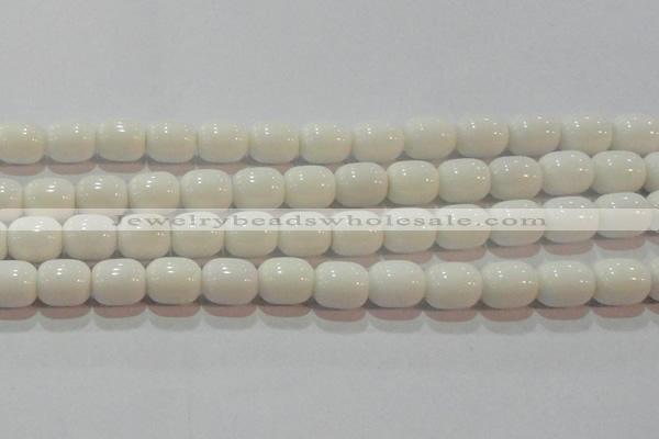 CAG7211 15.5 inches 10*12mm drum white agate gemstone beads