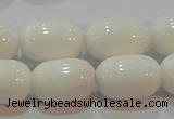 CAG7212 15.5 inches 10*14mm drum white agate gemstone beads