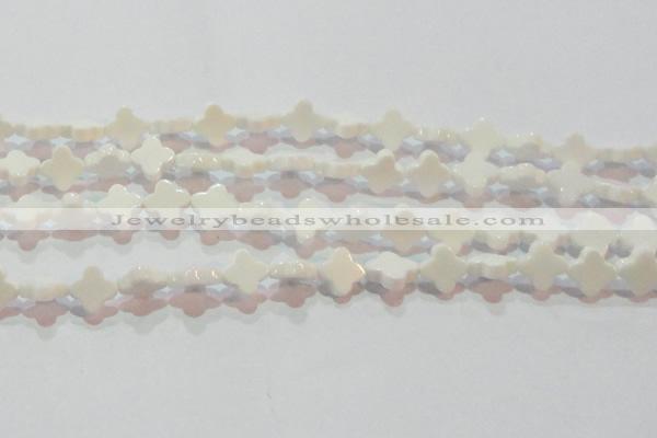 CAG7217 15.5 inches 10*10mm flower white agate gemstone beads