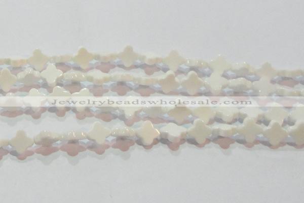 CAG7218 15.5 inches 12*12mm flower white agate gemstone beads