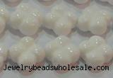 CAG7221 15.5 inches 14*14mm carved flower white agate gemstone beads