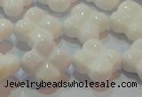 CAG7222 15.5 inches 16*16mm carved flower white agate gemstone beads