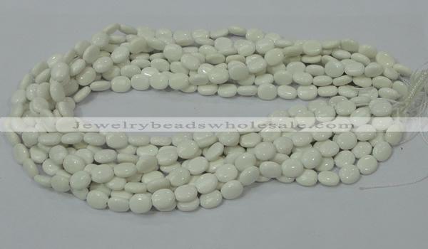 CAG723 15.5 inches 8*10mm oval white agate gemstone beads wholesale