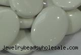 CAG725 15.5 inches 20*30mm oval white agate gemstone beads wholesale