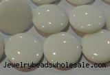 CAG7251 15.5 inches 10mm flat round white agate gemstone beads