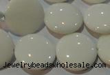 CAG7252 15.5 inches 12mm flat round white agate gemstone beads