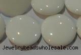 CAG7254 15.5 inches 16mm flat round white agate gemstone beads