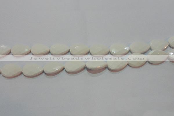 CAG7265 15.5 inches 12*16mm faceted flat teardrop white agate beads