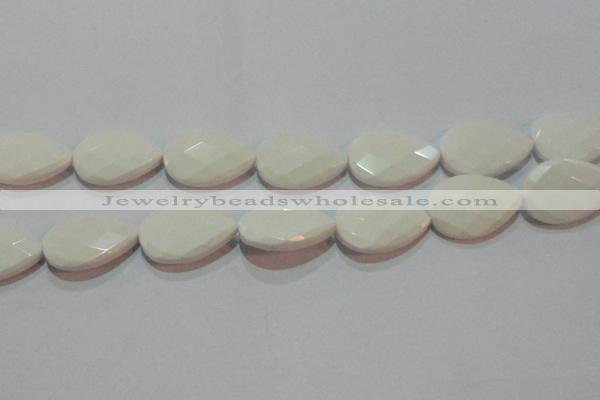 CAG7268 15.5 inches 18*25mm faceted flat teardrop white agate beads