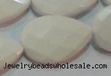 CAG7269 15.5 inches 20*30mm faceted flat teardrop white agate beads