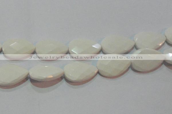 CAG7270 15.5 inches 30*40mm faceted flat teardrop white agate beads